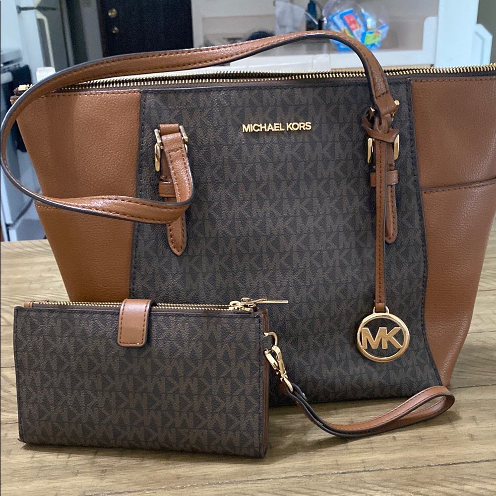 Michael Kors Brown Tote with Signature Monogram